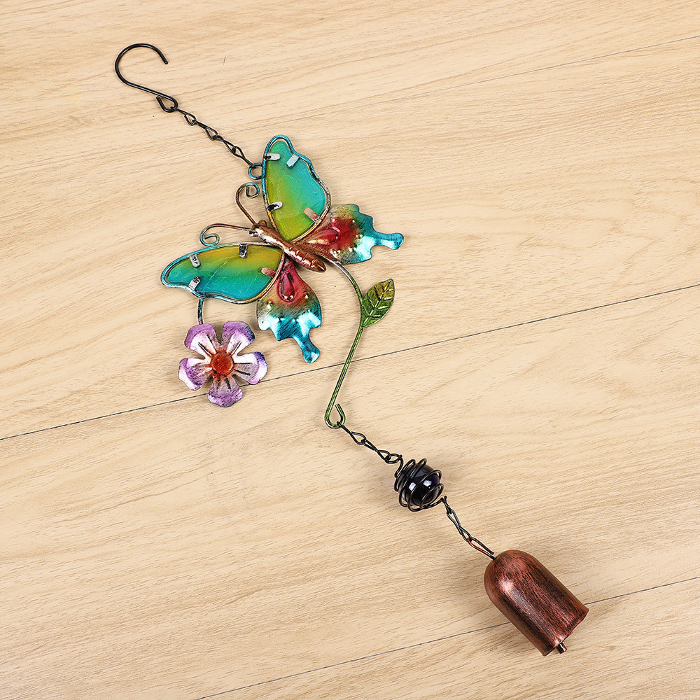 Wholesale Butterfly glass painted metal wind chime ornament